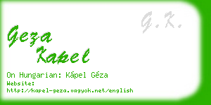 geza kapel business card