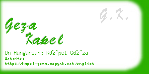 geza kapel business card